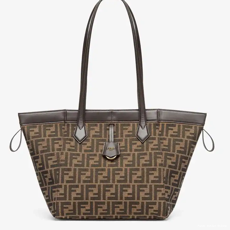 Cheap Medium FF Fabric Fendi In Motif Brown Bag Origami 0427